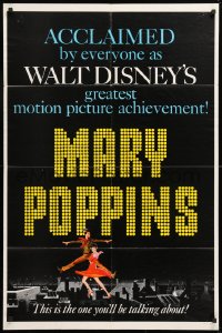 8f641 MARY POPPINS style B teaser 1sh 1964 Julie Andrews, Dick Van Dyke, Disney musical classic!