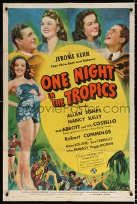 8f701 ONE NIGHT IN THE TROPICS 1sh 1940 Abbott & Costello, Radio sensations of I'm a baaad boy fame!