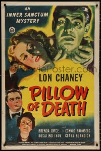 8f727 PILLOW OF DEATH 1sh 1945 art of Lon Chaney Jr, Universal Inner Sanctum mystery thriller!