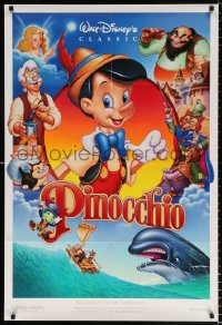 8f730 PINOCCHIO DS 1sh R1992 Disney classic cartoon about a wooden boy who wants to be real!