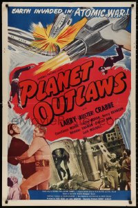 8f736 PLANET OUTLAWS 1sh 1953 Buck Rogers serial repackaged as a feature with new footage!