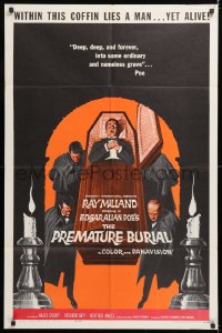 8f746 PREMATURE BURIAL 1sh 1962 Edgar Allan Poe, Reynold Brown art of Ray Milland buried alive!