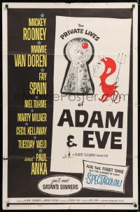 8f749 PRIVATE LIVES OF ADAM & EVE 1sh 1960 wacky art of Mamie Van Doren & devil Mickey Rooney
