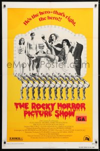 8f783 ROCKY HORROR PICTURE SHOW style B 1sh 1975 Tim Curry is the hero, wacky cast portrait!