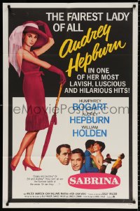 8f791 SABRINA 1sh R1965 the fairest lady of all Audrey Hepburn, Humphrey Bogart, Holden, Wilder!