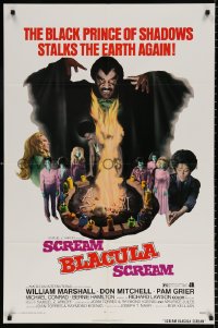8f803 SCREAM BLACULA SCREAM 1sh 1973 great artwork of black vampire William Marshall & Pam Grier!