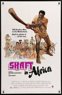 8f810 SHAFT IN AFRICA 1sh 1973 art of Richard Roundtree stickin' it all the way in the Motherland!