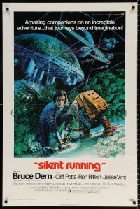 8f823 SILENT RUNNING 1sh 1972 Douglas Trumbull, cool art of Bruce Dern & his robot by Akimoto!
