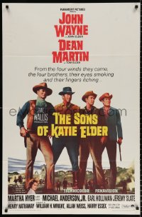 8f840 SONS OF KATIE ELDER 1sh 1965 line up of John Wayne, Dean Martin & more + Martha Hyer!
