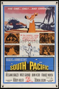 8f844 SOUTH PACIFIC 1sh R1964 Rossano Brazzi, Mitzi Gaynor, Rodgers & Hammerstein musical!