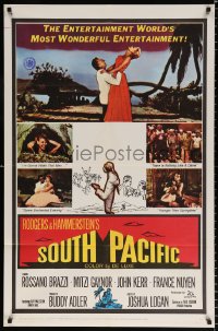 8f843 SOUTH PACIFIC 1sh 1959 Rossano Brazzi, Mitzi Gaynor, Rodgers & Hammerstein musical!