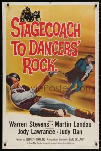 8f853 STAGECOACH TO DANCERS' ROCK 1sh 1962 artwork of cowboys Martin Landau & Warren Stevens!
