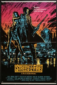 8f877 STREETS OF FIRE 1sh 1984 Walter Hill directed, Michael Pare, Diane Lane, artwork by Riehm!