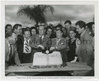8g076 ABBOTT & COSTELLO 8.25x10 still 1947 celebrating the their Who's On First record with cake!