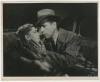 8g143 BIG SLEEP 8.25x10 still 1946 close up of Humphrey Bogart about to kiss Lauren Bacall in car!