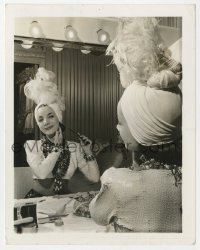 8g050 CARMEN MIRANDA 4x5 still 1941 by mirror finishing her makeup & turban hat for Night in Rio!