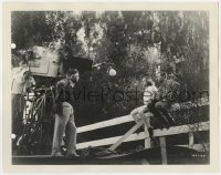 8g191 CHAINED candid 8x10.25 still 1934 director Brown films Joan Crawford & Stu Erwin on fence!