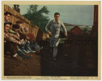 8g011 EAST OF EDEN color 8x10 still #9 1955 James Dean running past sitting men, Steinbeck, Kazan!