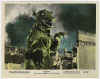 8g017 GORGO color 8x10.25 still 1961 best close up of the rubbery lizard monster in city!