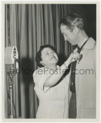 8g461 JAMES STEWART 8.25x10 radio publicity still 1950s Louella Parsons gives him medal on ABC radio