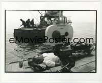 8g047 JAWS deluxe candid 8x10 file photo 1975 Spielberg taking nap by camera & Orca boat by Goldman!