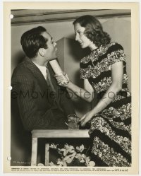 8g565 MAD MISS MANTON candid 8x10.25 still 1938 Barbara Stanwyck threatens Henry Fonda on the set!