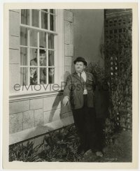 8g655 NIGHT OWLS 8x10 still 1930 Oliver Hardy hides from Stan Laurel looking out window, very rare!