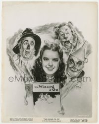 8g979 WIZARD OF OZ 8x10.25 still R1949 artwork of top four stars reading book by Morr Kusnet!