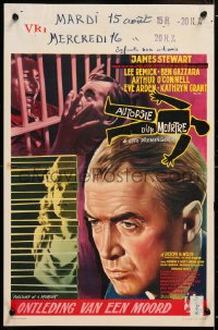 8j470 ANATOMY OF A MURDER Belgian 1959 Otto Preminger, great different art of James Stewart!
