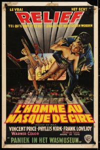 8j507 HOUSE OF WAX 3D Belgian 1953 cool monster carrying sexy girl + girls coming off screen!