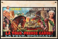 8j512 KING ON HORSEBACK Belgian 1958 La Tour, prends garde, different art of Jean Marais on horse!
