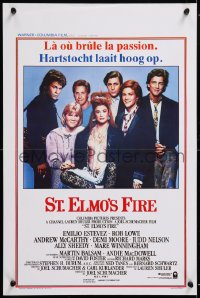 8j553 ST. ELMO'S FIRE Belgian 1985 Rob Lowe, Demi Moore, Emilio Estevez, Ally Sheedy, Judd Nelson
