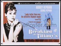 8j219 BREAKFAST AT TIFFANY'S British quad R2001 classic sexy Audrey Hepburn w/ George Peppard!