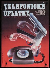 8j076 DAVANAS PA TELEFONU Czech 11x16 1979 art of dropping gun / phone by Vojtech Jiricka!