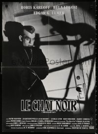 8j592 BLACK CAT French 20x28 R1990s Boris Karloff, Bela Lugosi, cool shadowy image!