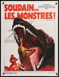 8j609 FOOD OF THE GODS French 24x32 1977 artwork of giant rat about to eat girl by Michel Landi!