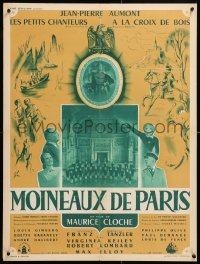 8j653 SPARROWS OF PARIS French 24x31 1953 Moineaux de Paris, Aumont, artwork by Boris Grinsson!