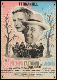 8j654 SPRING, AUTUMN & LOVE French 23x32 1956 wacky Fernandel and Nicole Berger, different!