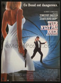 8j731 LIVING DAYLIGHTS French 15x20 1987 Tim Dalton as James Bond & sexy Maryam d'Abo w/gun!