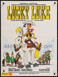 8j733 LUCKY LUKE French 16x21 1971 great cartoon art of the smoking cowboy hero on his horse!