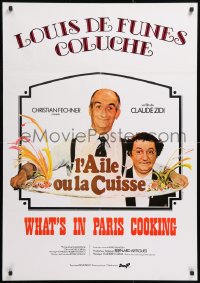 8j670 WING & THE THIGH French 28x39 1976 L'aile ou la cuisse, Louis de Funes, Coluche, Ferracci art!