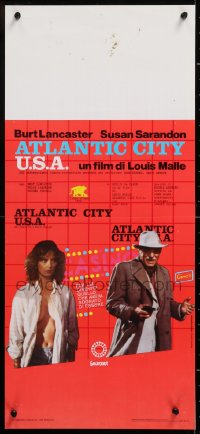 8j806 ATLANTIC CITY Italian locandina 1980 Burt Lancaster & sexy half-naked Susan Sarandon!
