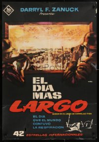 8j114 LONGEST DAY Spanish 1962 Zanuck's World War II D-Day movie with 42 international stars, Mac!