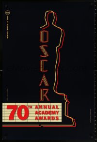 8k505 70TH ANNUAL ACADEMY AWARDS 24x36 1sh 1998 image of the Oscar Award as a neon theater sign!