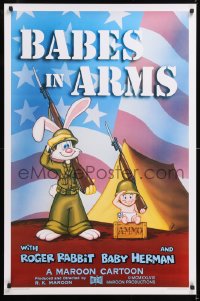 8k541 BABES IN ARMS Kilian 1sh 1988 Roger Rabbit & Baby Herman in Army uniform with rifles!