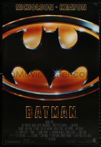 8k549 BATMAN 1sh 1989 directed by Tim Burton, cool image of Bat logo, new credit design!