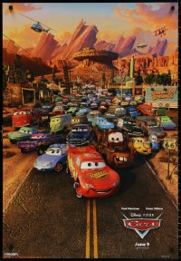 8k579 CARS advance 1sh 2006 Walt Disney Pixar animated automobile racing, great cast image!