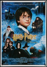 8k247 HARRY POTTER & THE PHILOSOPHER'S STONE 28x40 Italian commercial poster 2001 cast montage!