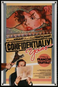 8k586 CONFIDENTIALLY YOURS 1sh 1983 Francois Truffaut's Vivement Dimanche, Fanny Ardant!