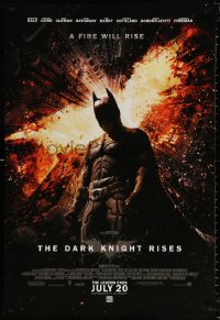 8k600 DARK KNIGHT RISES advance DS 1sh 2012 Christian Bale as Batman, a fire will rise!